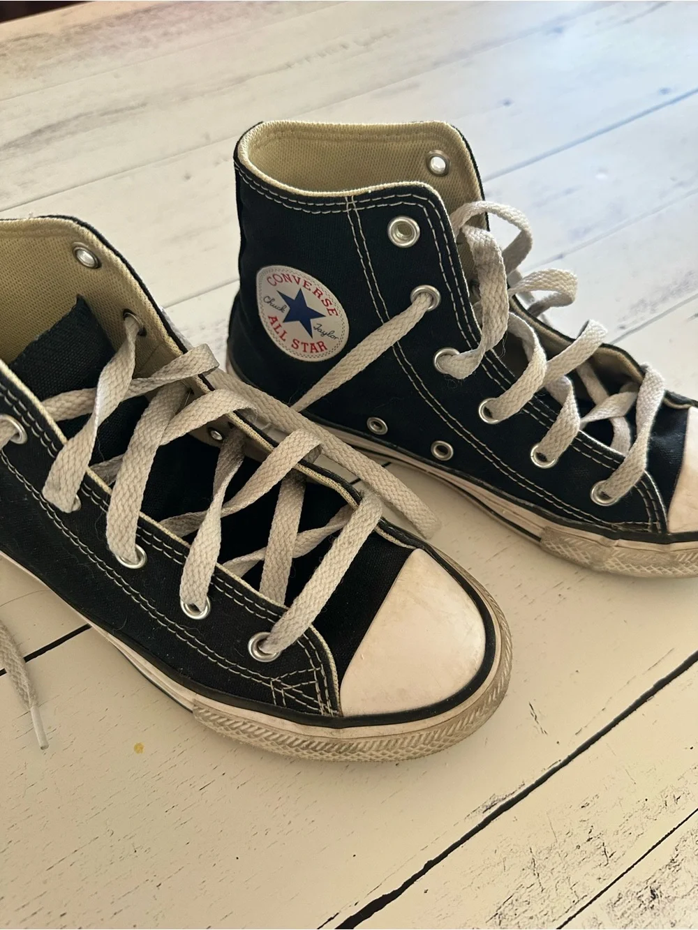 Converse Kids Black & White High Top Sneakers size 1